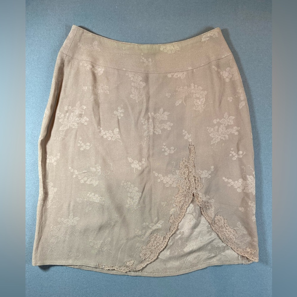 Lolita Lempicka Paris Nude Color Skirt with Lace Slit Size 38 US 6